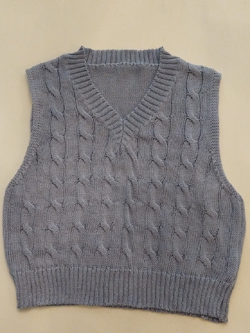Classic Cable Knit V-Neck Sweater Vest - Cornflower Blue